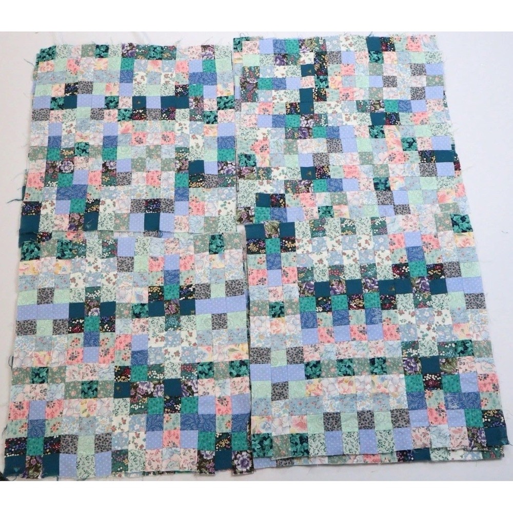 VTG Handmade Quilt Top Pieces 1" Floral Fabric Squares Unfinished Quilt Cotton